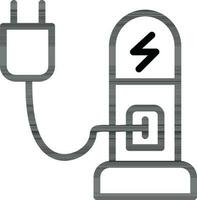 ev ou électrique mise en charge station icône dans noir ligne art. vecteur