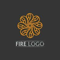 logo et icône de feu, énergie de conception d'illustration de flamme de vecteur d'élément enflammé chaud, chaud, avertissement, signe de cuisson, logo, icône, lumière, chaleur de puissance