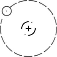 ligne art illustration de électron tourne orbite dans noyau centre icône. vecteur