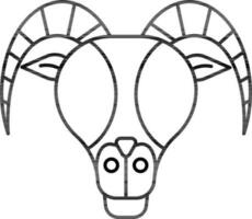 bélier zodiaque icône dans mince ligne art. vecteur