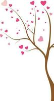 marron arbre décoré rose cœurs. vecteur