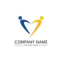 logo de personnes, équipe, succès, travail de personnes, groupe et communauté, vecteur de logo d'entreprise et d'entreprise et soins de conception, icône de la famille logo de réussite