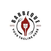 Facile barbecue ancien chaud gril, avec franchi flammes et spatule. logo pour restaurant, badge, café et bar.vecteur vecteur