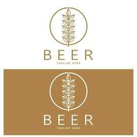 Bière logo modèle avec ancien artisanat blé.pour badge, Emblème,malt,bière entreprise, bar, alcoolique boisson vecteur