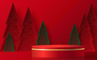 Style de scène ronde podium 3d, pour joyeux noël et bonne année vecteur