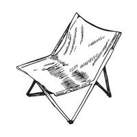 camping pliant chaise avec dossier contour vecteur. Voyage portable chaise pour Extérieur, jardin. pêche fauteuil, pique-nique confortable siège illustration. vecteur