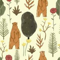 aquarelle mignonne ours dans le forêt sans couture modèle vecteur