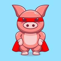 vecteur mignonne porc super héros dessin animé vecteur icône illustration