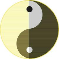yin et Yang icône avec Jaune frontière et moitié ombre. vecteur