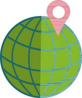 moitié ombre de globe icône avec carte épingle dans isolé. vecteur
