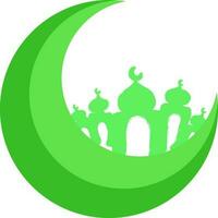 3d vert croissant lune avec mosquée. vecteur