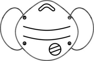 respirateur visage masque icône ou symbole dans noir ligne art. vecteur