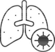 virus infection poumons icône dans noir ligne art. vecteur