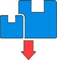 icône de en ligne achats dans bleu et rouge couleur. vecteur