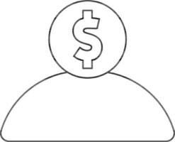 illustration de dollar icône sur employé visage dans accident vasculaire cérébral. vecteur