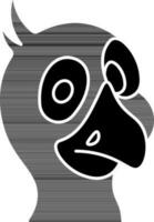 dessin animé perroquet visage icône dans noir et blanc couleur. vecteur