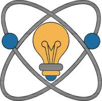 atomique structure avec lumière ampoule icône pour énergie. vecteur