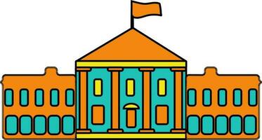 Orange drapeau sur vert et Jaune Capitole bâtiment. vecteur