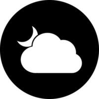 nuage avec croissant lune glyphe icône. vecteur