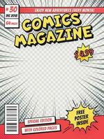 bande dessinée livre couverture. des bandes dessinées livres Titre page, marrant super-héros magazine isolé vecteur modèle