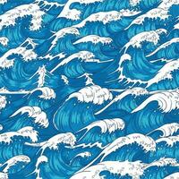 orage vagues sans couture modèle. rage océan eau, mer vague et ancien Japonais tempêtes impression vecteur illustration Contexte