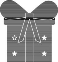 noir et blanc cadeau boîte décoré par ruban avec étoile. vecteur