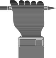 main en portant noir et blanc crayon. vecteur