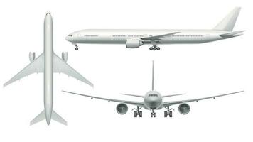 réaliste avion. avion avion vue atterrissage sur piste ou en volant. blanc 3d avion isolé illustration vecteur