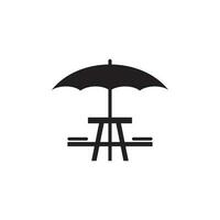 parapluie avec pique-nique table icône vecteur