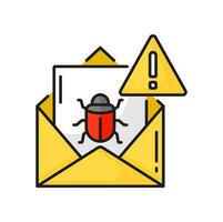 virus dans e-mail, cyber attaque ordinateur punaise message vecteur