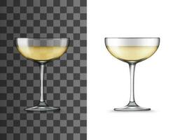 blanc du vin verre, Champagne coupe réaliste maquette vecteur