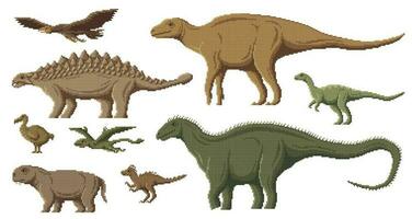 pixel art dinosaure, 8 bits Jeu dino personnages vecteur