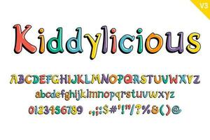 fabriqués à la main kiddylicieux des lettres. Couleur Créatif art typographique conception vecteur