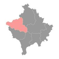 peja district carte, les quartiers de kosovo. vecteur illustration.