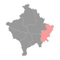 gjilan district carte, les quartiers de kosovo. vecteur illustration.