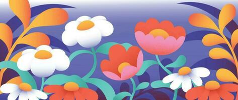 coloré floral et botanique Contexte vecteur. abstrait fond d'écran de fleur, feuille, branches avec pente, grunge texture. exotique les plantes dans été Ton pour bannière, impressions, décor, mur art. vecteur