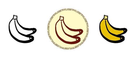 couleur du contour et symboles rétro de la banane vecteur