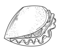 taco nourriture griffonnage icône isolé vecteur