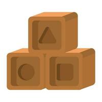 géométrique blocs bois jouet icône isolé vecteur