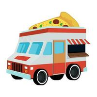 nourriture un camion Pizza icône blanc Contexte vecteur