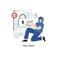 cyber attaque plat style conception vecteur illustration. Stock illustration