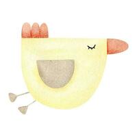 mignonne Jaune en volant oiseau. Facile aquarelle enfants illustration. isolé sur une blanc Contexte. pour bébé douche, textile, garderie décor, emballage, emballage papier et scrapbooking vecteur