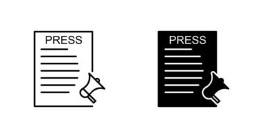 icône de vecteur de communiqués de presse unique