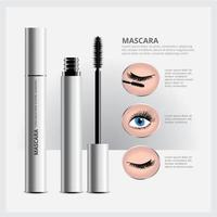 emballage de mascara avec maquillage pour les yeux vecteur