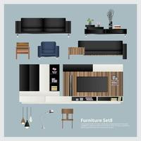meubles et décoration de la maison mis illustration vectorielle vecteur