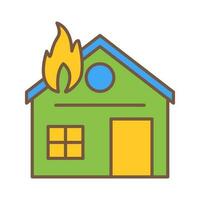 icône de vecteur de maison unique en feu