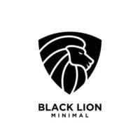 tête de lion noir minimal premium sur la création de logo vectoriel bouclier