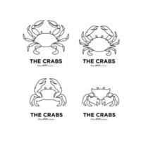 Définir une ligne simple de conception de logo de crabe modèle vectoriel illustration vectorielle de conception moderne