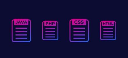 icônes vectorielles java php css code html vecteur