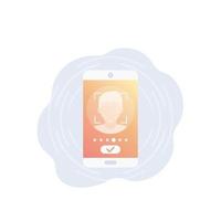 reconnaissance faciale et identification dans l'icône de vecteur de smartphone